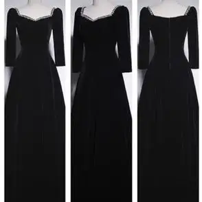 黑色高端年会气质宴会主持晚礼服显瘦修身合唱团礼服裙女2023新款