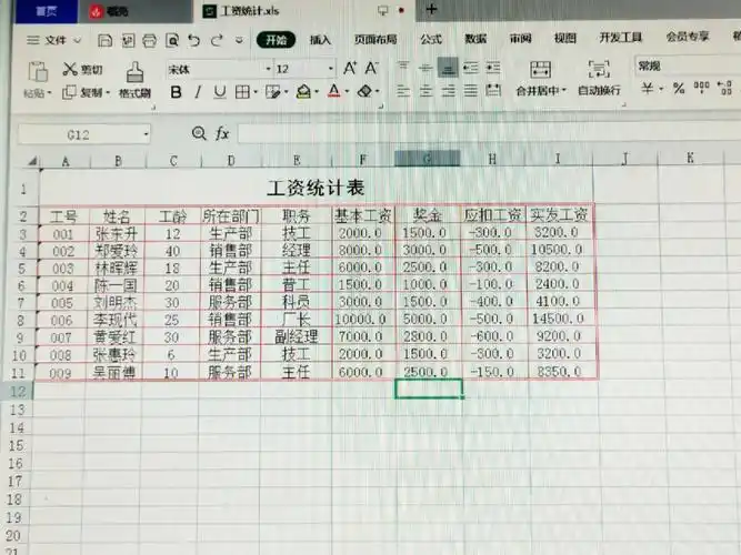 ☑️excel.相关练习.工资统计表