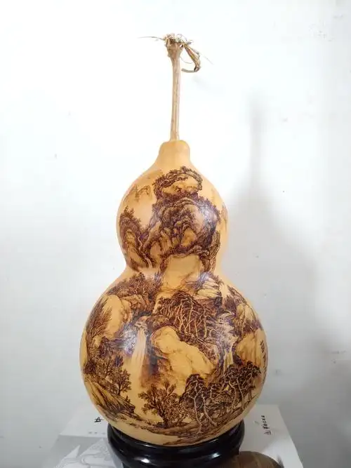 葫芦烙画 山水图 生活摆件