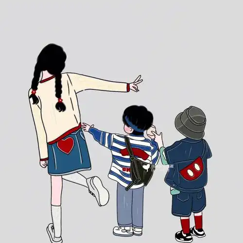 原创手绘两个儿子三个宝宝头像亲子手绘