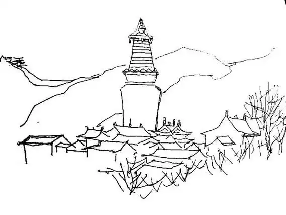 五台山简笔画 五台山简笔画图片大全