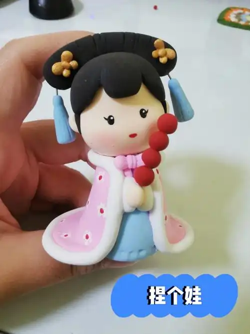 粘土古风娃娃故宫盲盒娃娃手工diy