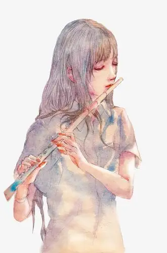 吹笛子女孩
