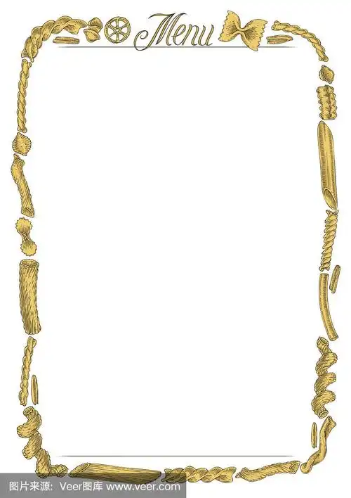 带边框的空白菜单页.意大利面食