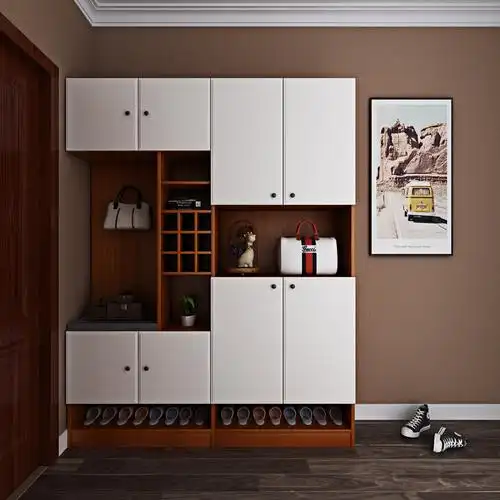 鞋柜酒柜一体靠墙家用门口鞋凳可坐挂衣衣架鞋柜