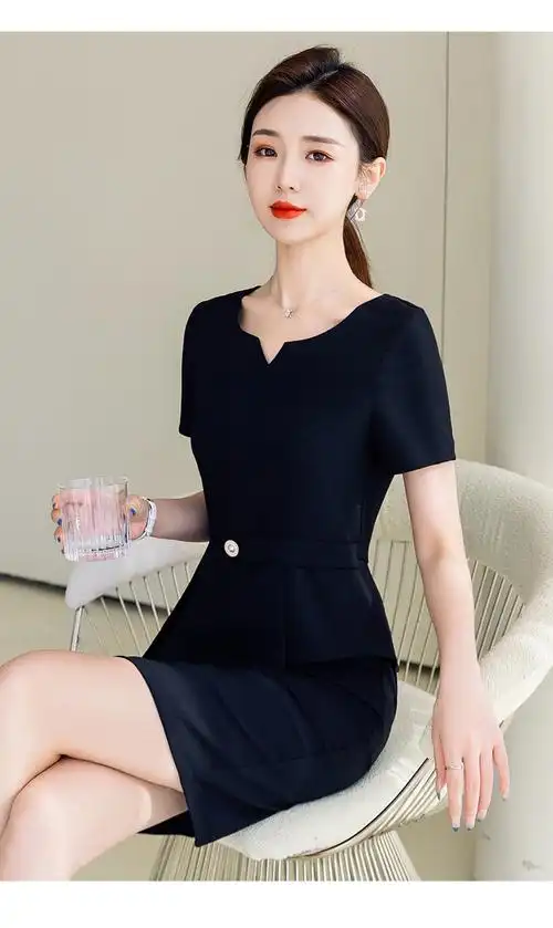 名媛气质职业工作服短袖连衣裙女夏装薄款修身显瘦高端