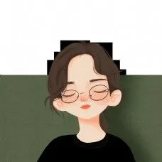 复古女孩头像优雅闭眼睛手绘中分发型戴眼镜