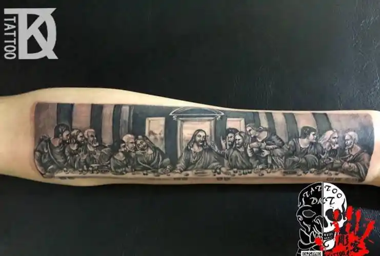 最后的晚餐纹身图片手臂欧美写实纹身图案