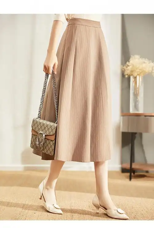 梵希蔓a字裙高腰显瘦遮胯洋气显高半身裙中长款梨型身材微胖裙子 f