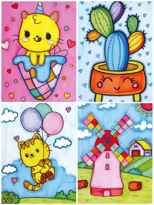 可爱卡通儿童简笔画附大图线稿见上笔记