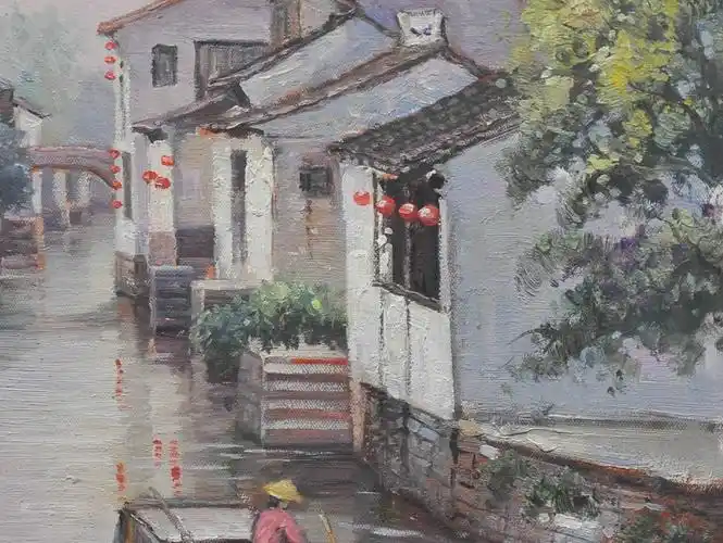 李玲姬《江南水乡之二》 布面油画 何乐不为文化