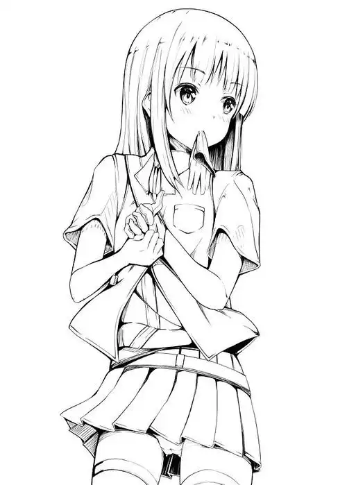 手绘插画原稿线稿黑白稿萌美少女二次元