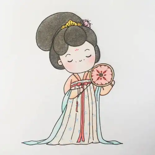 画画的橙子676767人物手绘超可爱的简笔画女孩古风汉服小女孩超