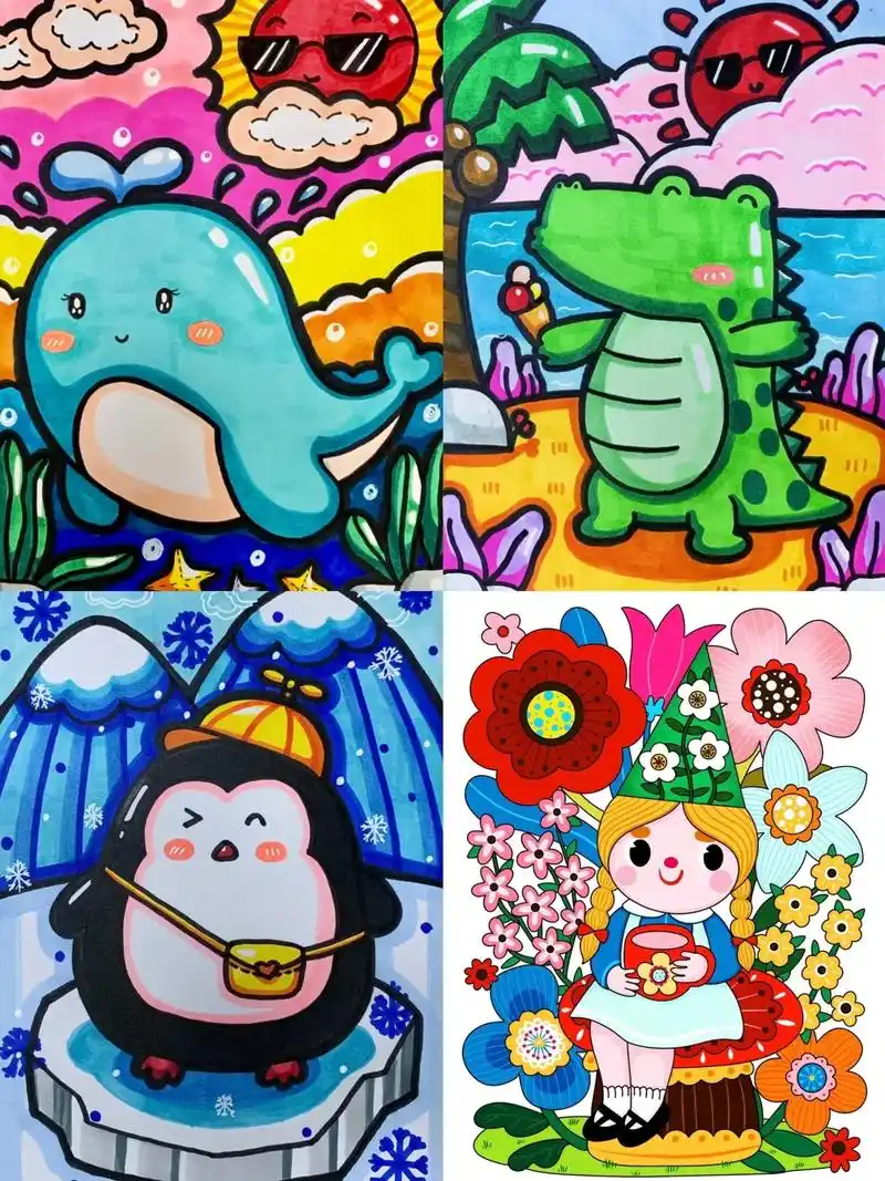 适合5-12岁小朋友绘画 #马克笔手绘 - 抖音