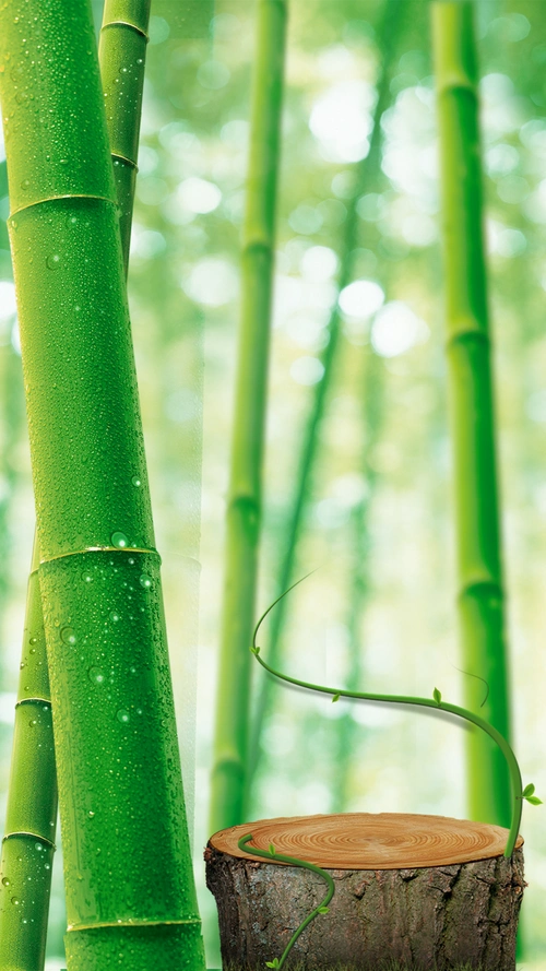 绿色竹子护肤品psd分层h5背景素材