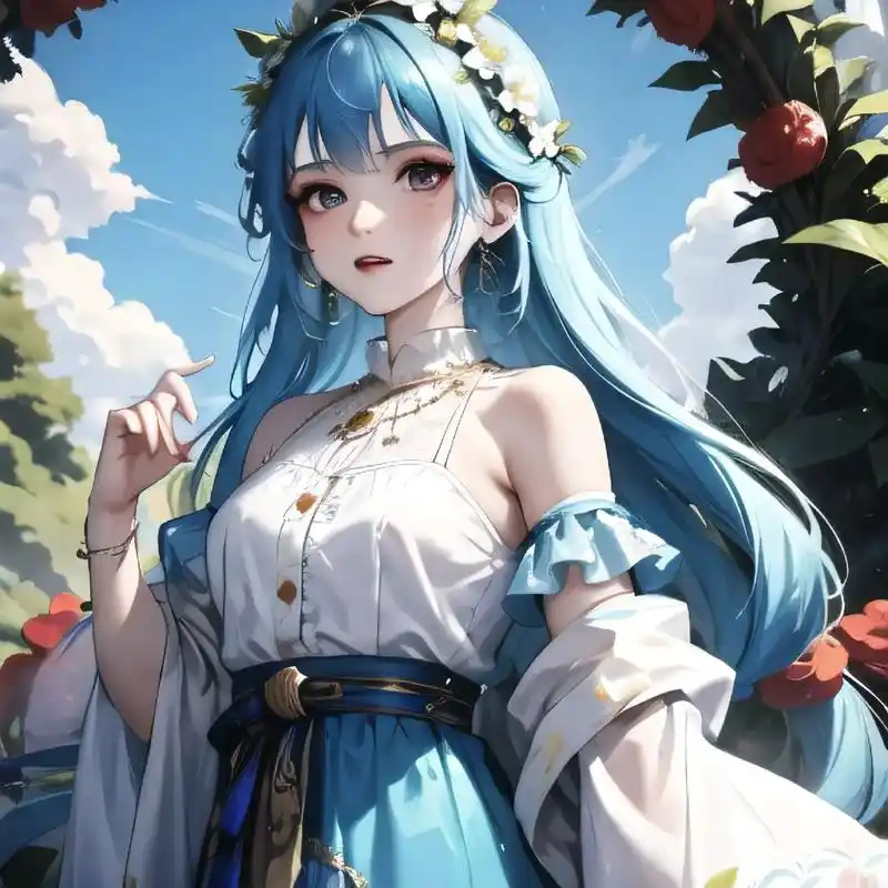 绝美蓝发动漫女孩 .#图文 #二次元美图 #动漫少女 #二次 - 抖音