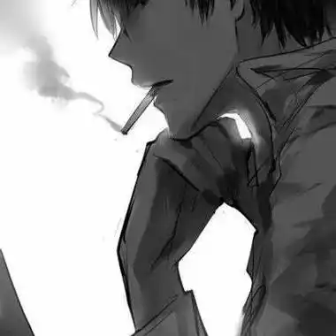 动漫唯美男生抽烟头像黑白 - 歪脖子卡通头像!