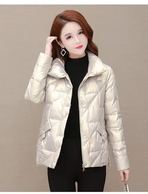 冬季棉服女保暖亮面棉服女短款2021年冬装新款保暖小个子棉衣小棉袄