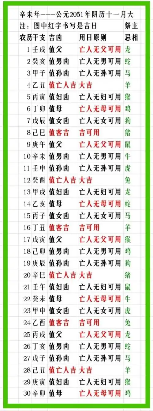 辛未年——公元2051年丧葬日