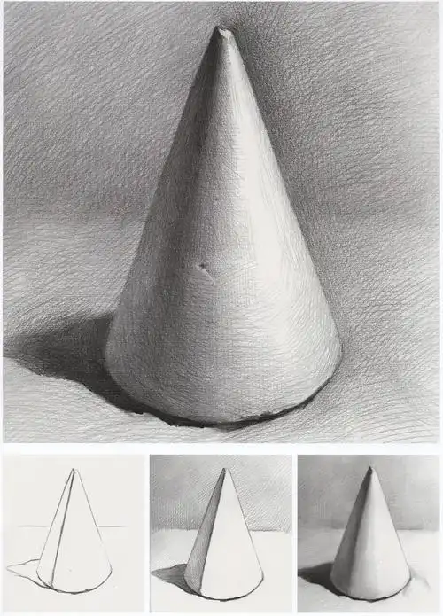 圆锥体素描四步骤图标准临摹图片