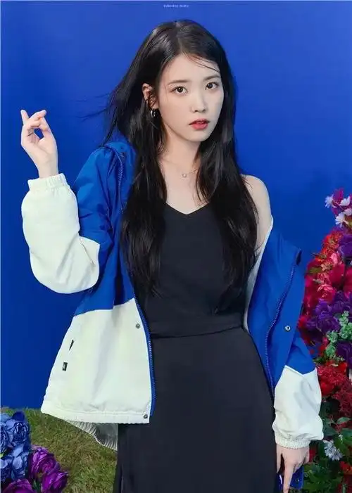 iu同款衣服 iu李知恩同款衣服蓝白拼色外套防晒衣女夏薄款休闲运动