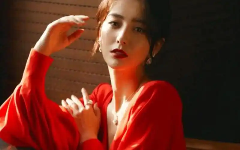 佟丽娅一身红衣性感妩媚动人