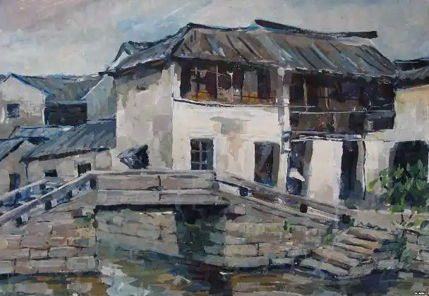 水粉风景写生建筑物的表现