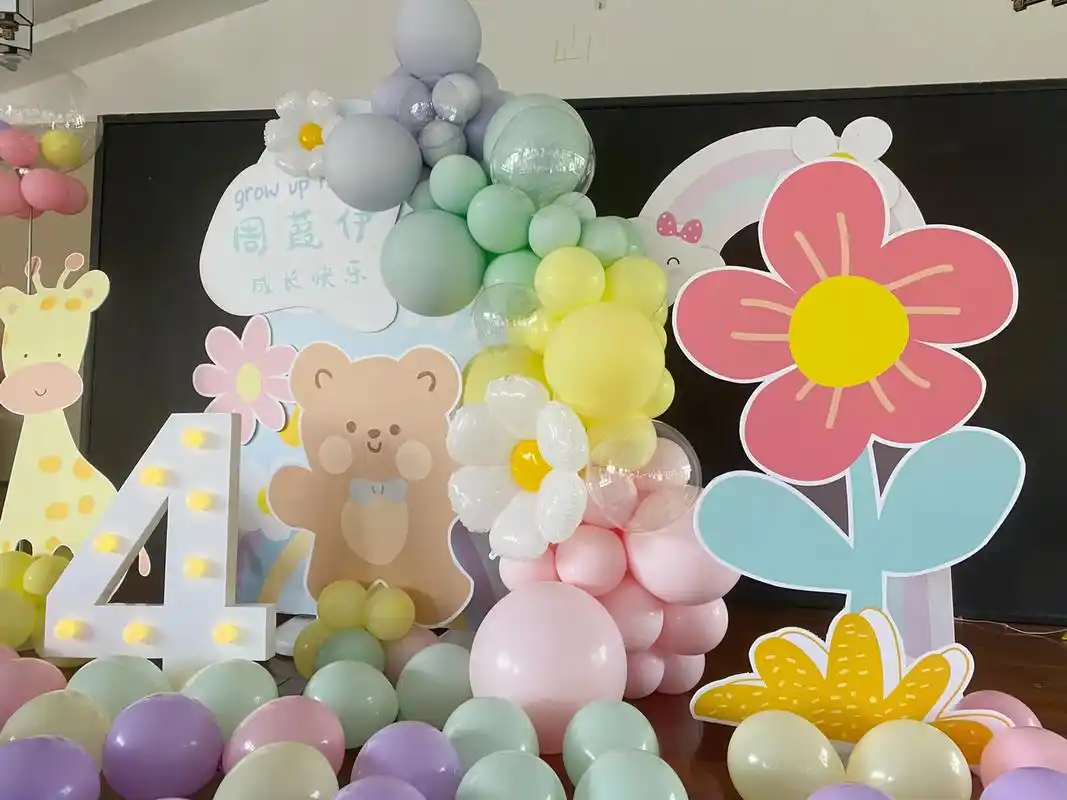 油画风宝宝生日宴#成都气球布置 #宝宝宴布置 #宝宝宴 #周 - 抖音