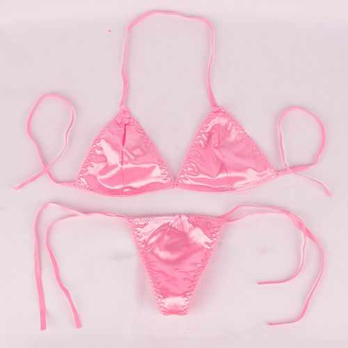 叶子媚 比基尼吊带三点式泳衣性感诱惑女士情趣内衣绑带丁字裤 紫色