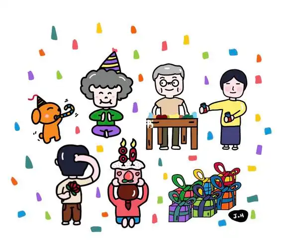 插画祝奶奶生日快乐