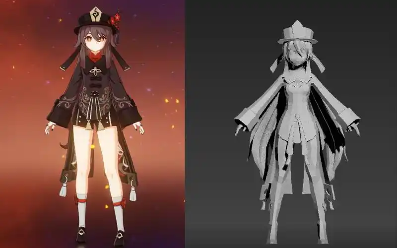 【3dmax游戏建模】原神"胡桃"史上最详细制作讲解~教你方法与技巧_哔