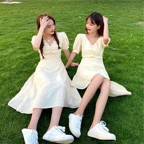 闺蜜装夏季裙子2022夏季不一样的炸街超仙闺蜜套装裙子姐妹装小众设计