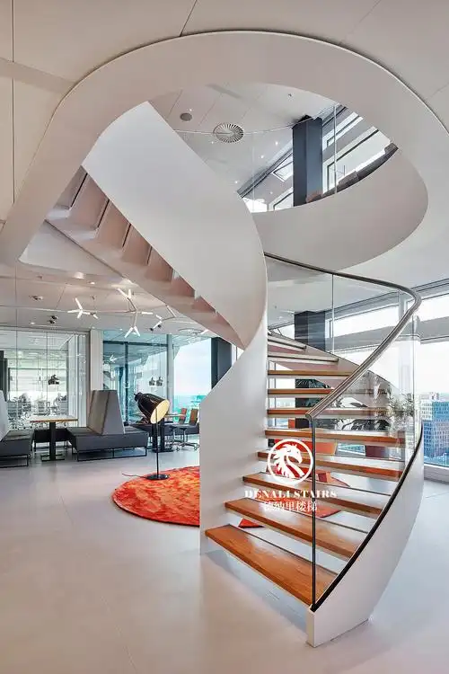 大理石轻奢旋转楼梯定制实木楼梯包安装成都钢化玻璃整体楼梯定做