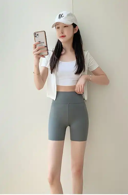 短裤夏季外穿大码骑行裤女提臀紧身瑜伽运动高腰打底裤克莱因蓝速干