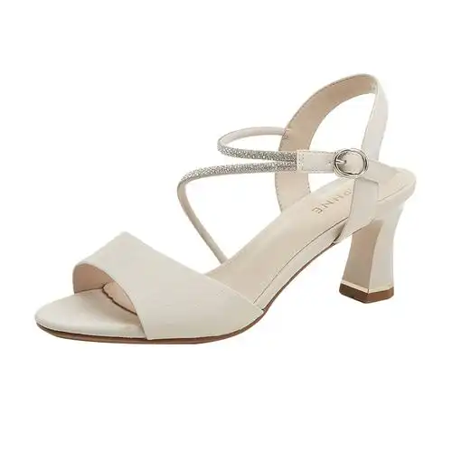 达芙妮鱼嘴中跟粗跟凉鞋2021年新款夏季仙女罗马时装凉鞋