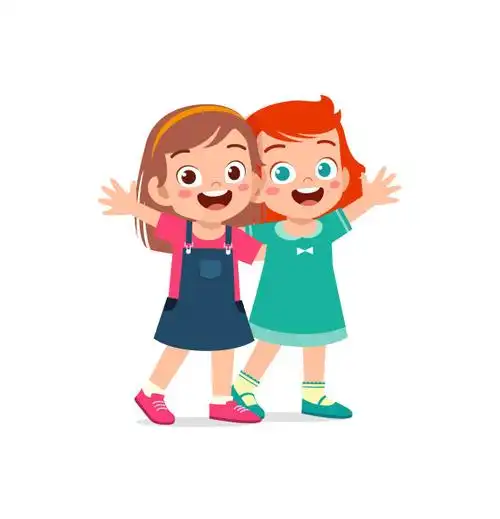 小孩子拥抱最好的朋友,感到快乐图片下载