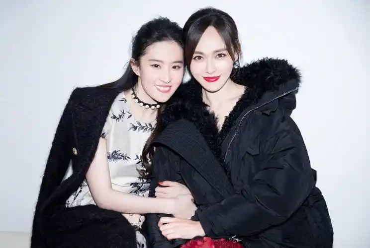 当她和刘亦菲合影的时候,两人的肌肤都如白玉般无暇,不分伯仲.