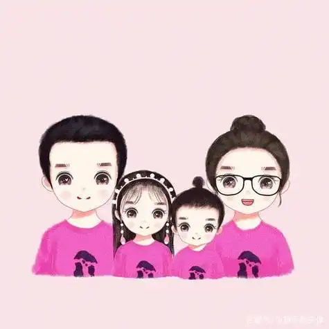 可爱卡通头像一家四口两个女孩 卡通头像图片大全 -【爱个性】