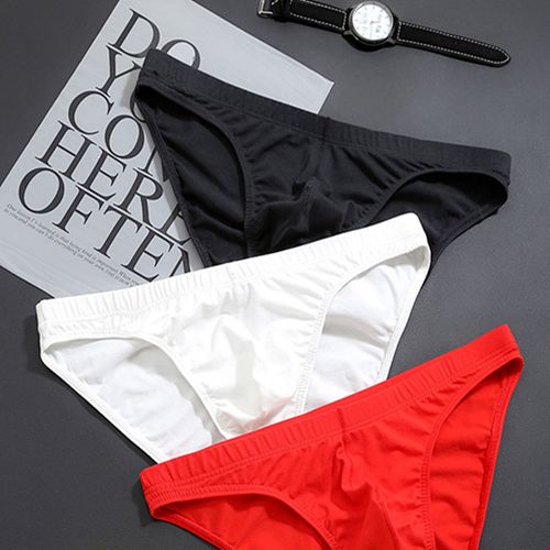 男士纯色内裤全棉低腰透气男生小三角裤薄性感激凸夏天青年裤头潮