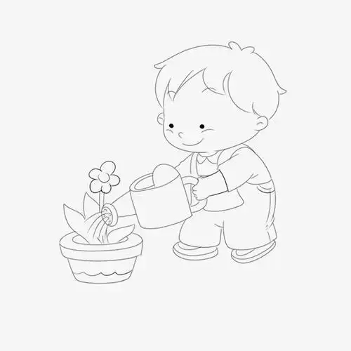卡通娃娃浇花