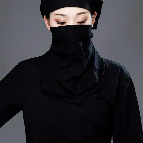 古装影视夜行衣女黑色棉麻刺客客服武侠杀手民族服装