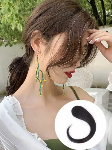 斜刘海假发片隐形无痕 偏分_韩式中分八字刘海假发片网红修脸隐形无痕