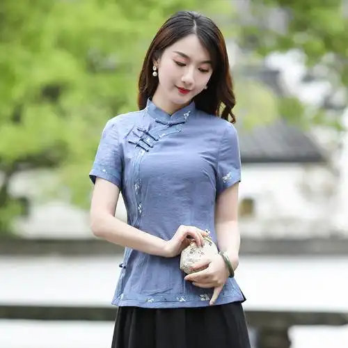 唐装女夏旗袍上衣民国国风女装改良汉服薄款上衣