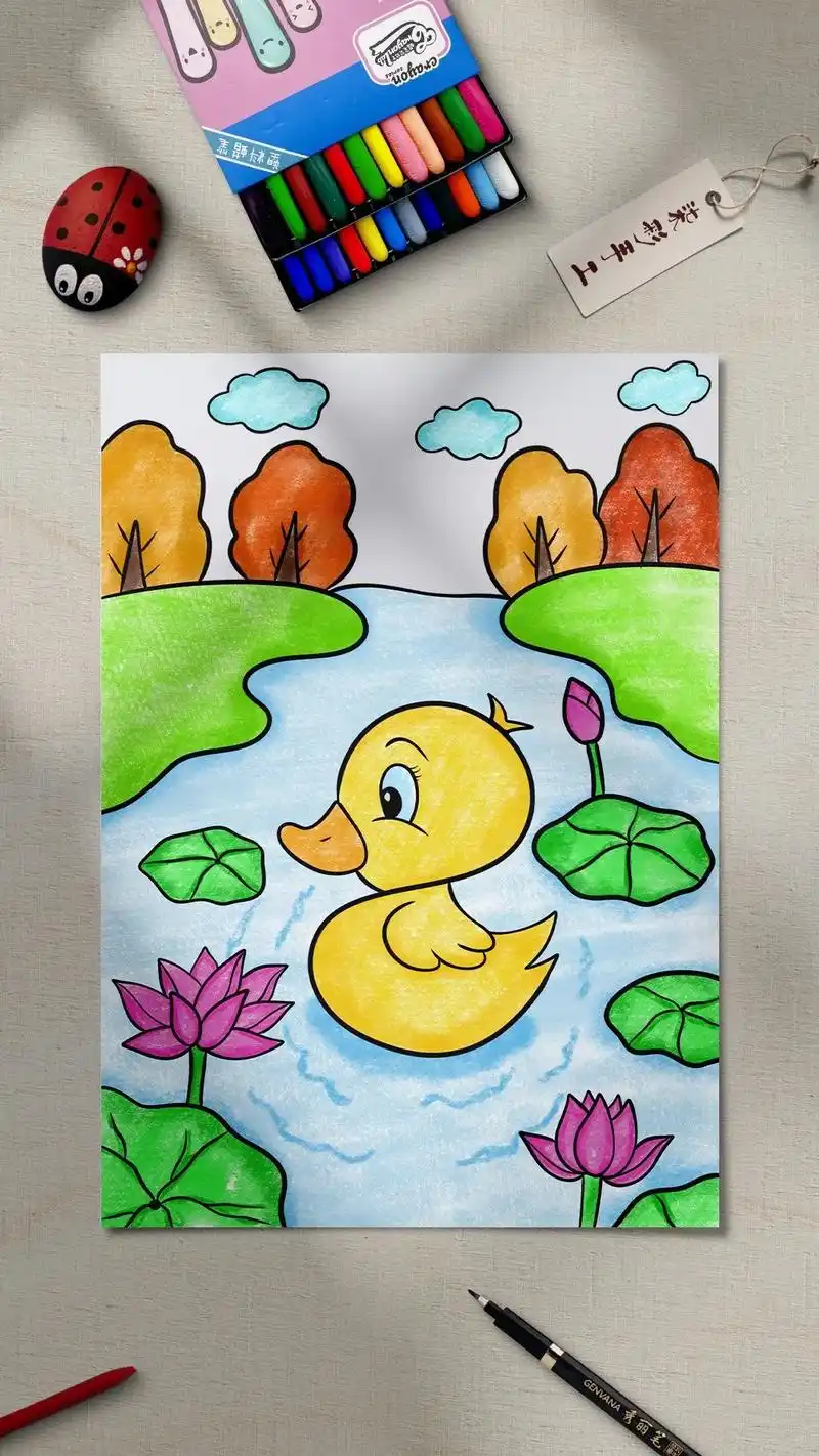 超级简单的儿童简笔画小鸭子,跟着教程一起画起 - 抖音