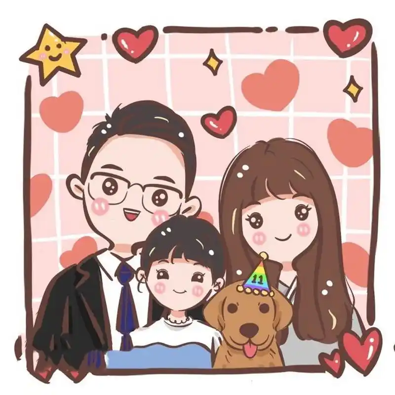 幸福可爱一家三口,全家福手绘卡通头像 可可爱爱一家人986999