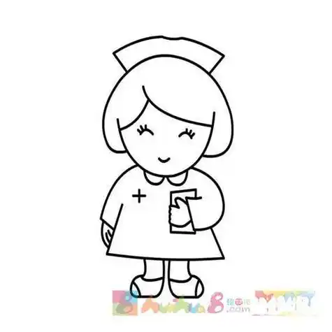 动漫美少女医生简笔画 简笔画图片大全-普车都