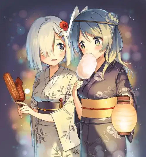 hamakaze (kancolle) ,urakaze (kancolle),浴衣,服装,和服,日本服装