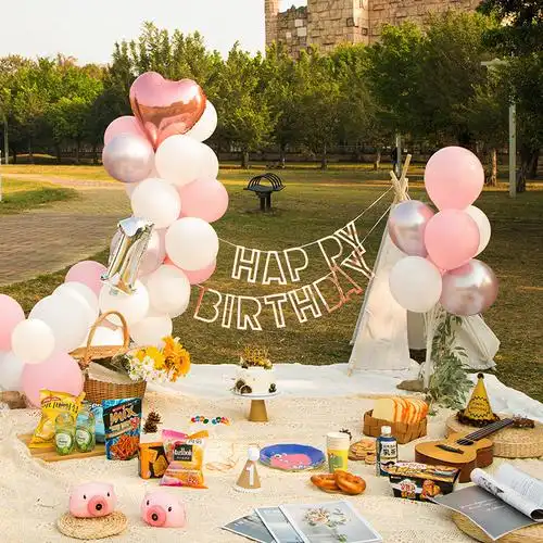 网红户外生日布置野餐气球宝宝儿童周岁草坪气球