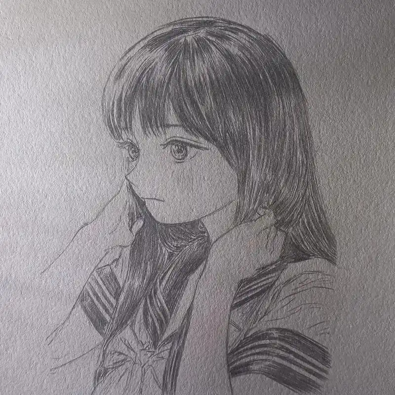 临摹 #绘画 #明日酱的水手服  - 抖音