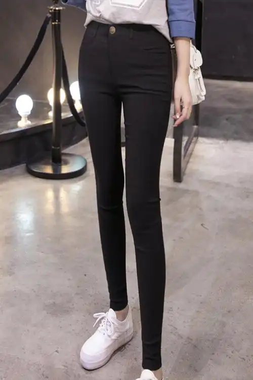 小黑裤秋冬加绒加厚新款打底裤女外穿显瘦高腰黑色紧身小脚铅笔裤